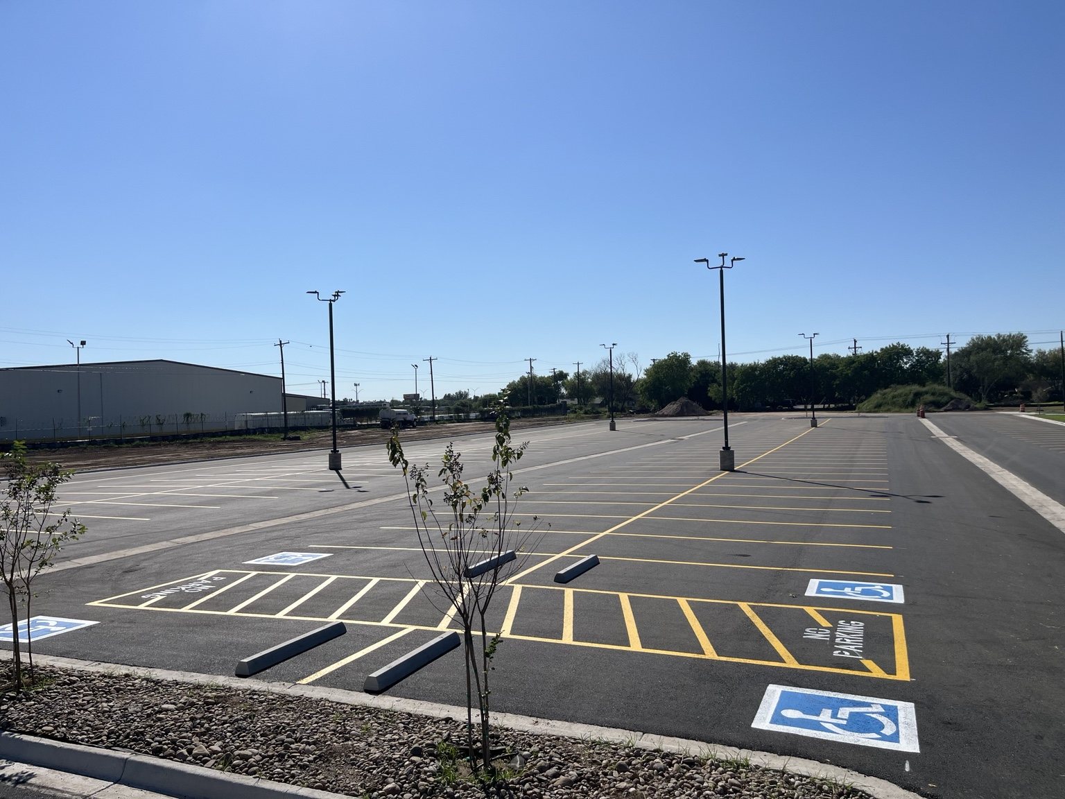 Commercial parking lot striping and accessible spaces